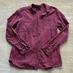 J. Crew Button-down Flannel Shirt in Red and Black Check